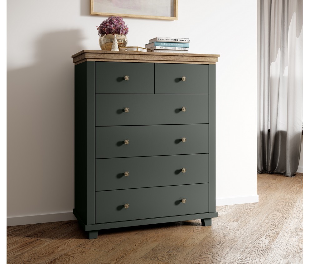 Komoda Evora 6S Zielony/Dąb Lefkas