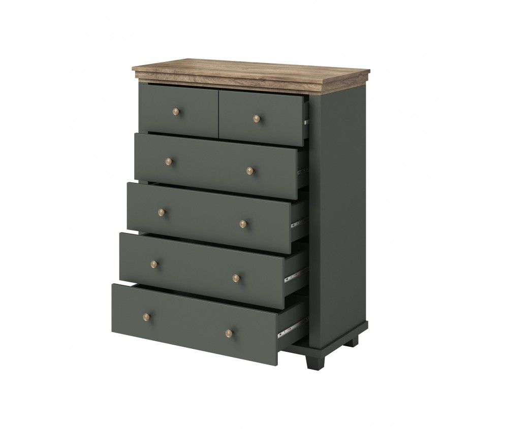 Komoda Evora 6S Zielony/Dąb Lefkas