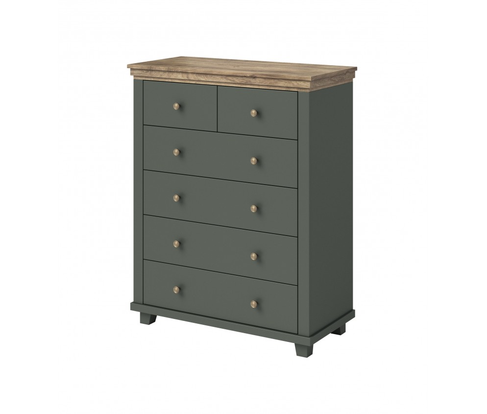 Komoda Evora 6S Zielony/Dąb Lefkas