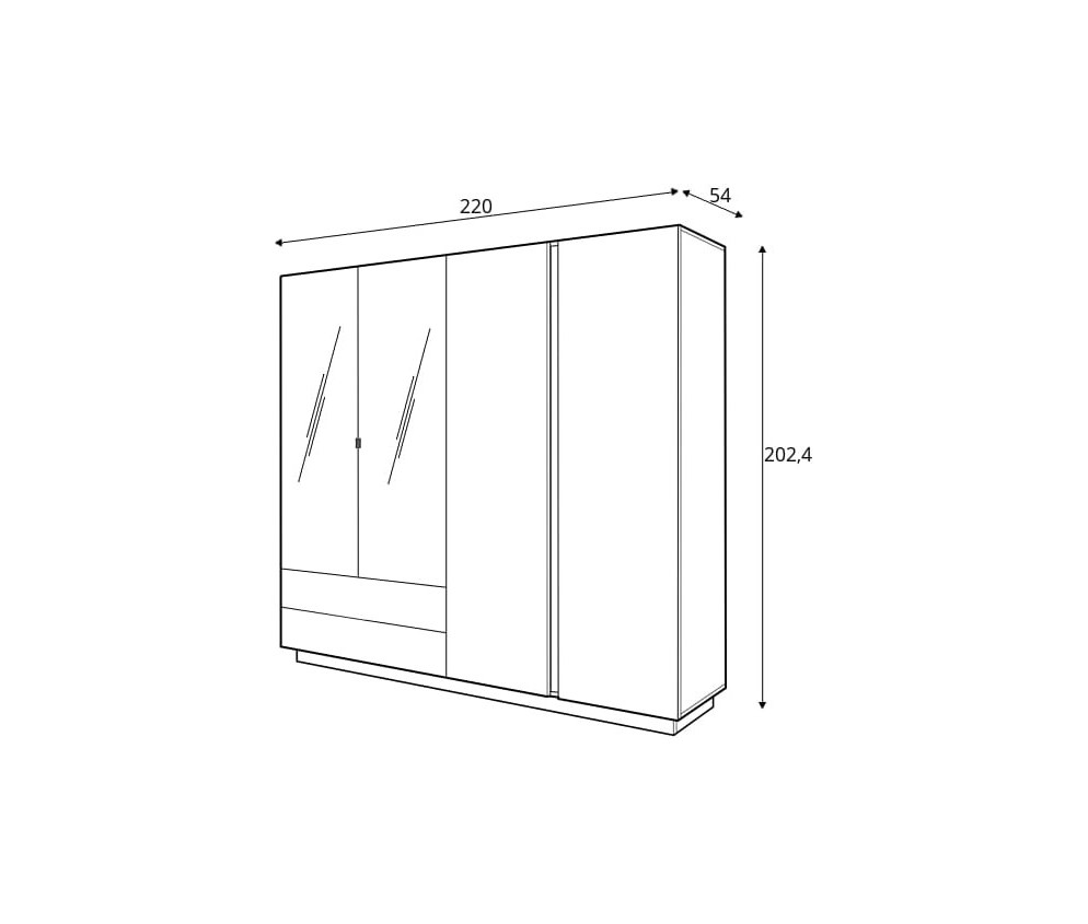 Szafa Coro 220 Dąb Artisan/Grafit