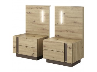 Stoliki nocne z oświetleniem Coro Dąb Artisan/Grafit