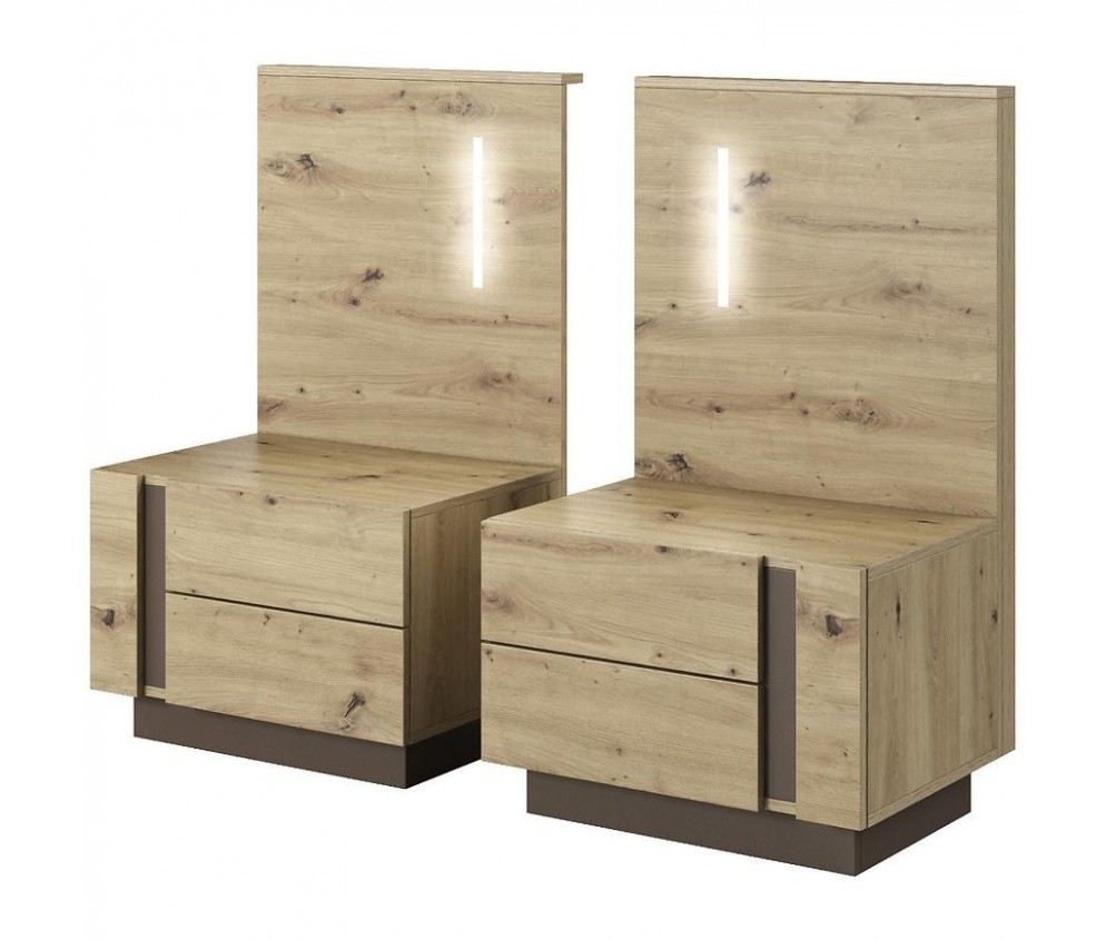 Stoliki nocne z oświetleniem Coro Dąb Artisan/Grafit