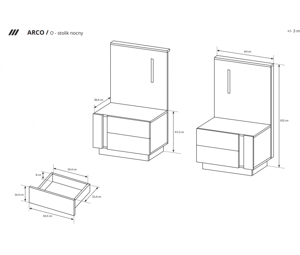 Stoliki nocne z oświetleniem Coro Dąb Artisan/Grafit