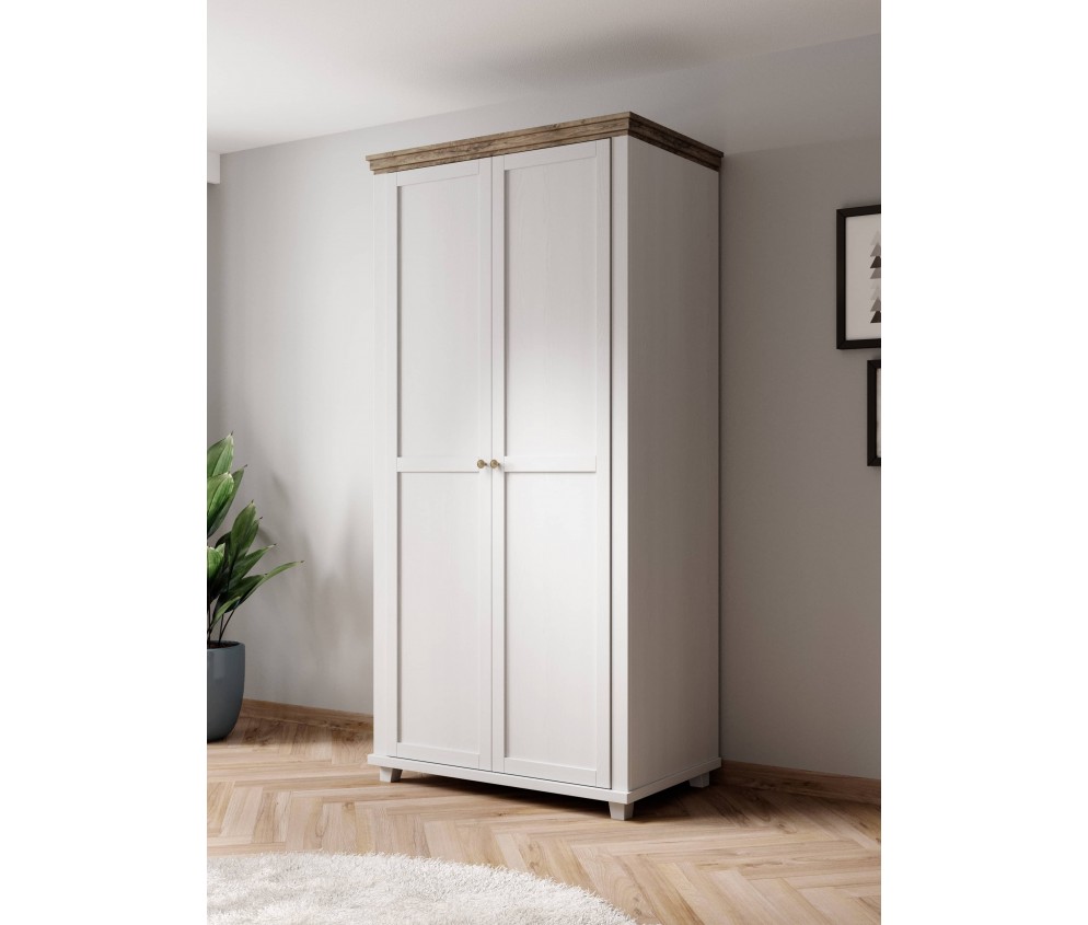 Szafa Evora 2D Biały Abiskoash/Dąb Lefkas