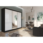 Szafa przesuwna Derino 240 Czarna Połysk + Lustro