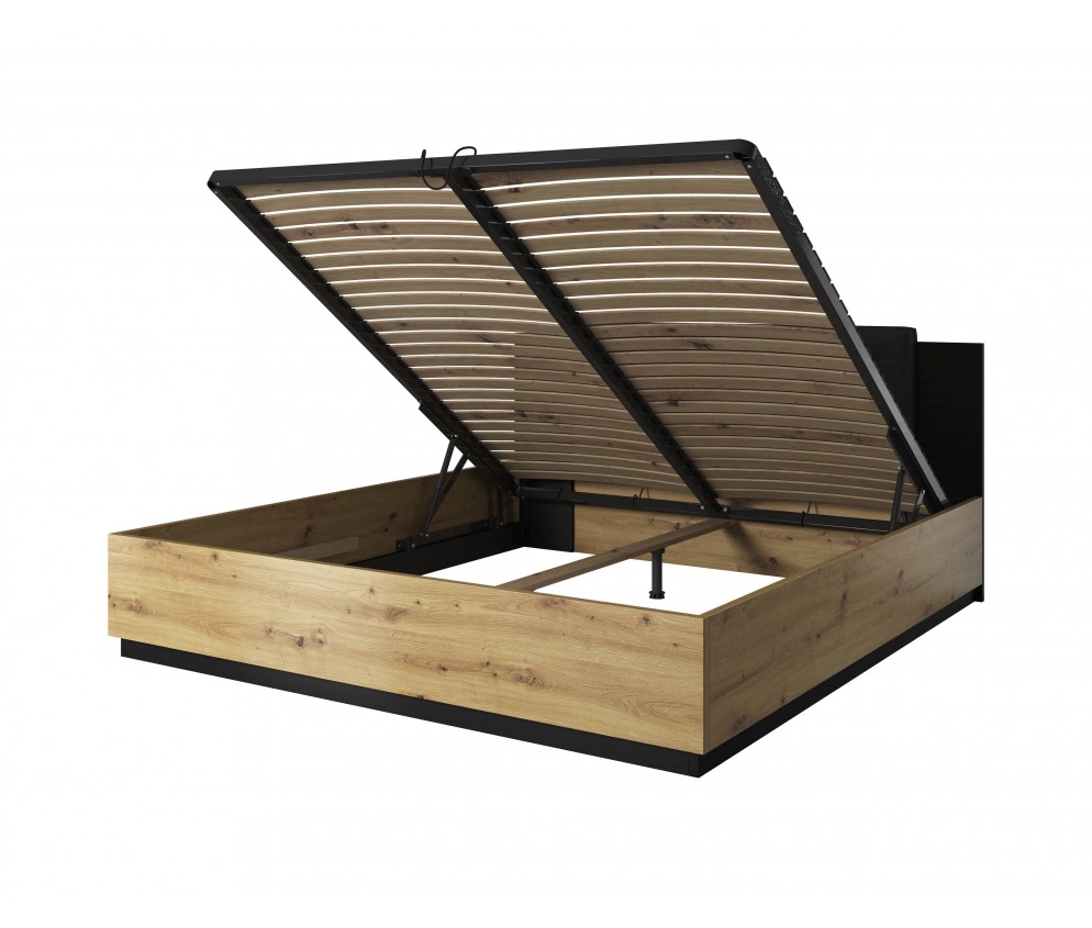 Łóżko Singe 140x200 Dąb Artisan/Czarny