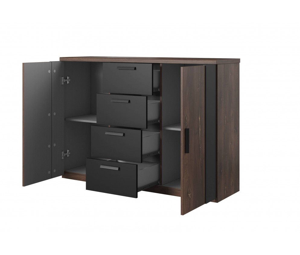 Komoda Singe Dąb Flagstaf Ciemny/Czarny