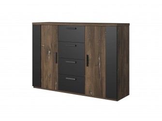 Komoda Singe Dąb Flagstaf Ciemny/Czarny