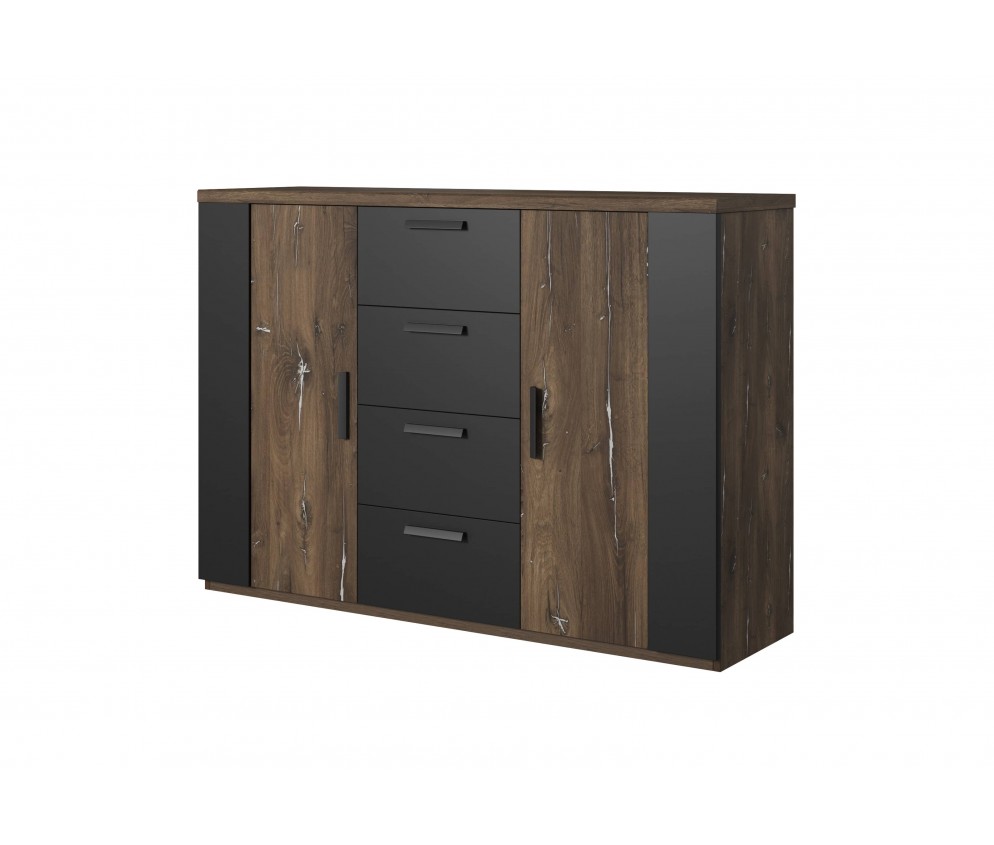 Komoda Singe Dąb Flagstaf Ciemny/Czarny