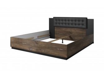 Łóżko Singe 160x200 Dąb Flagstaf Ciemny/Czarny