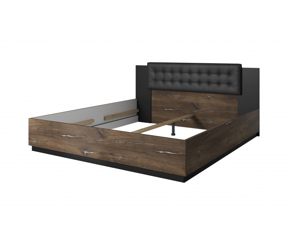 Łóżko Singe 180x200 Dąb Flagstaf Ciemny/Czarny