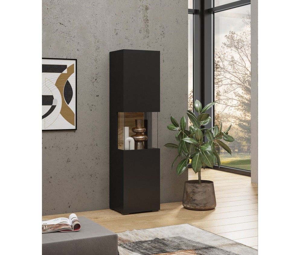 Witryna Eva 05 L/P Czarny/Dąb Wotan