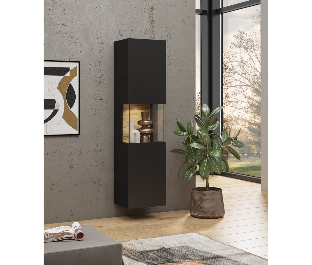 Witryna Eva 05 L/P Czarny/Dąb Wotan