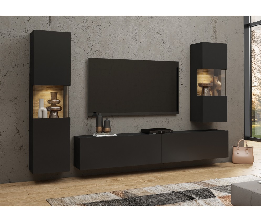 Witryna Eva 05 L/P Czarny/Dąb Wotan