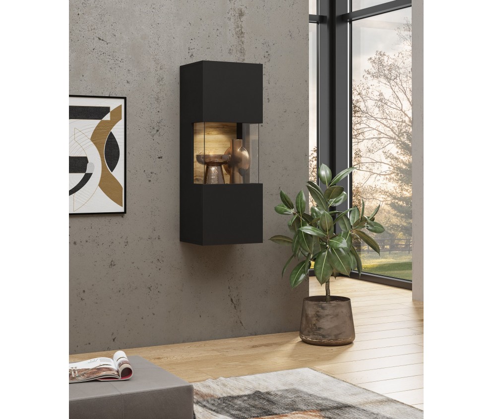 Witryna Eva 07 L/P Czarny/Dąb Wotan