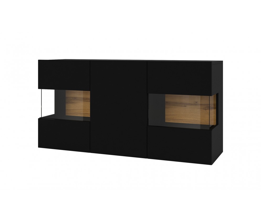 Komoda Eva 3D 25 Czarny/Dąb Wotan