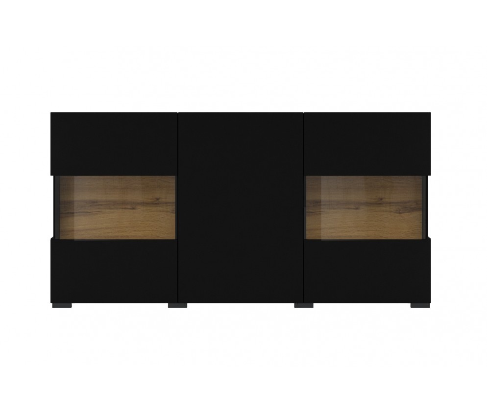 Komoda Eva 3D 25 Czarny/Dąb Wotan