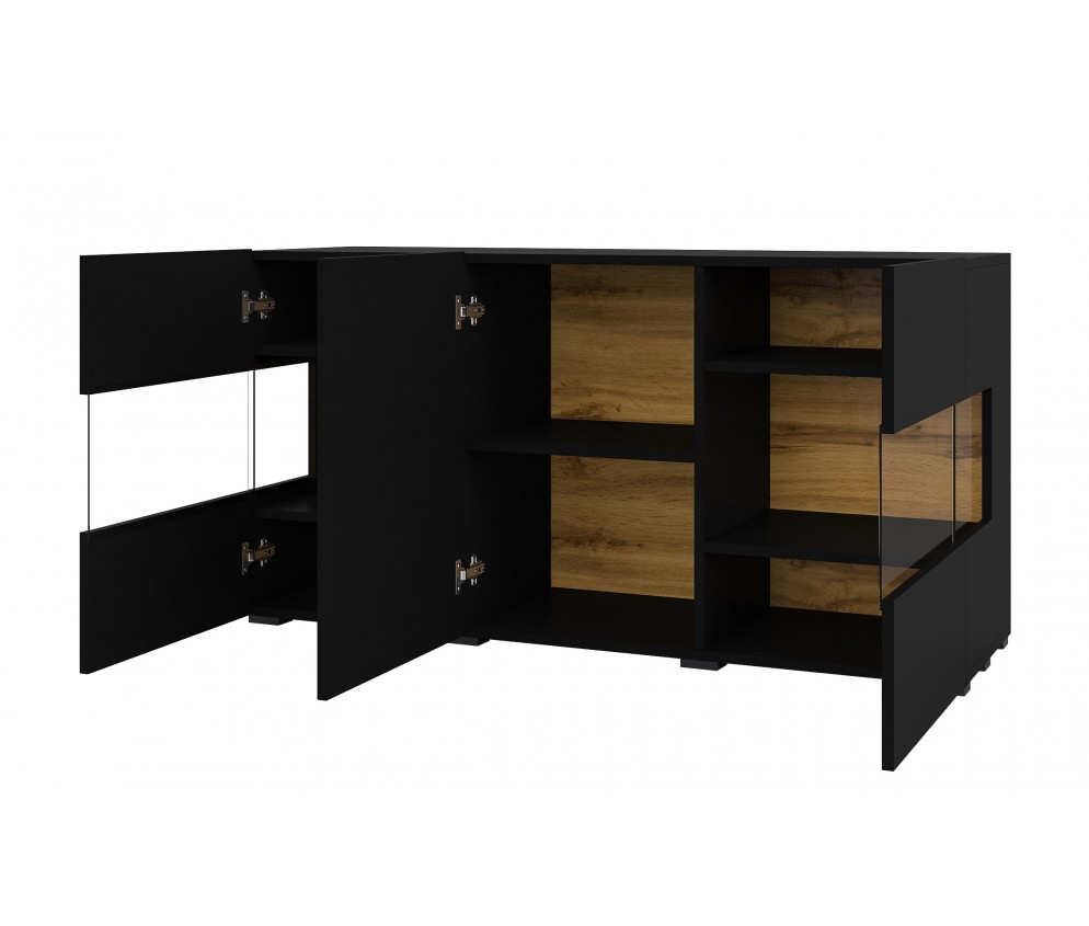 Komoda Eva 3D 25 Czarny/Dąb Wotan