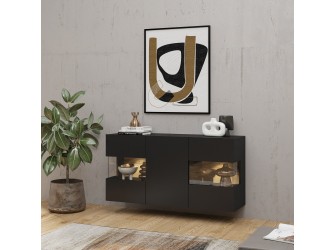 Komoda Eva 3D 25 Czarny/Dąb Wotan