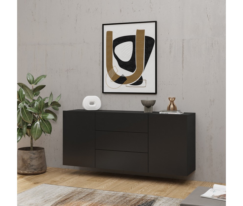 Komoda Eva 2D3S 26 Czarny/Dąb Wotan