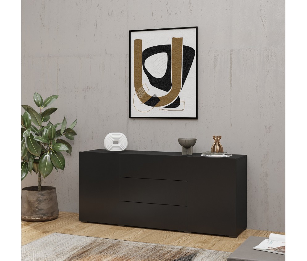 Komoda Eva 2D3S 26 Czarny/Dąb Wotan