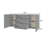 Komoda Eva 2D3S 26 Czarny/Dąb Wotan