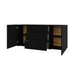 Komoda Eva 2D3S 26 Czarny/Dąb Wotan