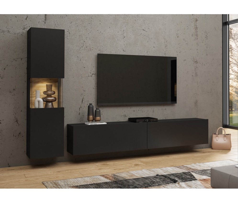 Meblościanka Eva 09 Czarny/Dąb Wotan