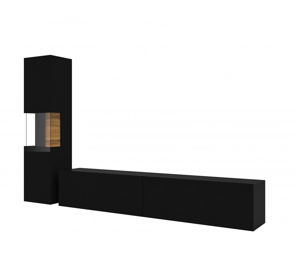 Meblościanka Eva 09 Czarny/Dąb Wotan