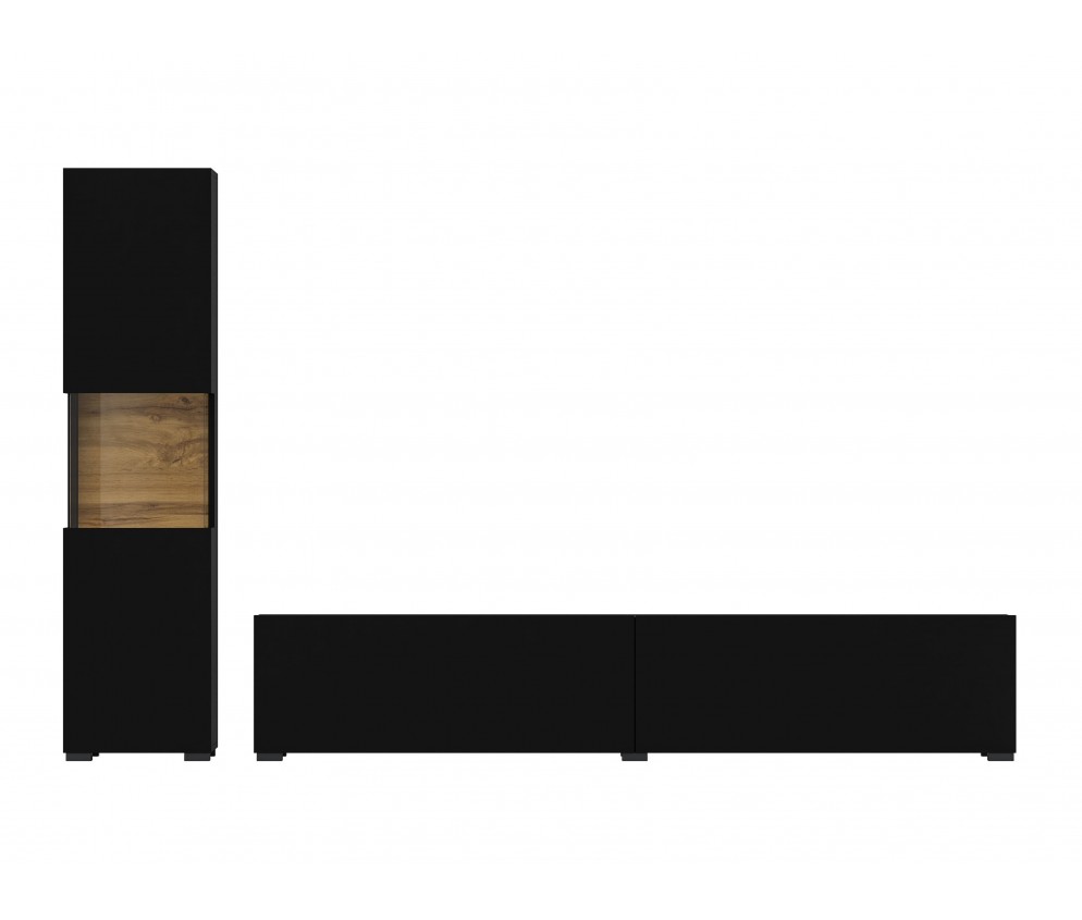 Meblościanka Eva 09 Czarny/Dąb Wotan