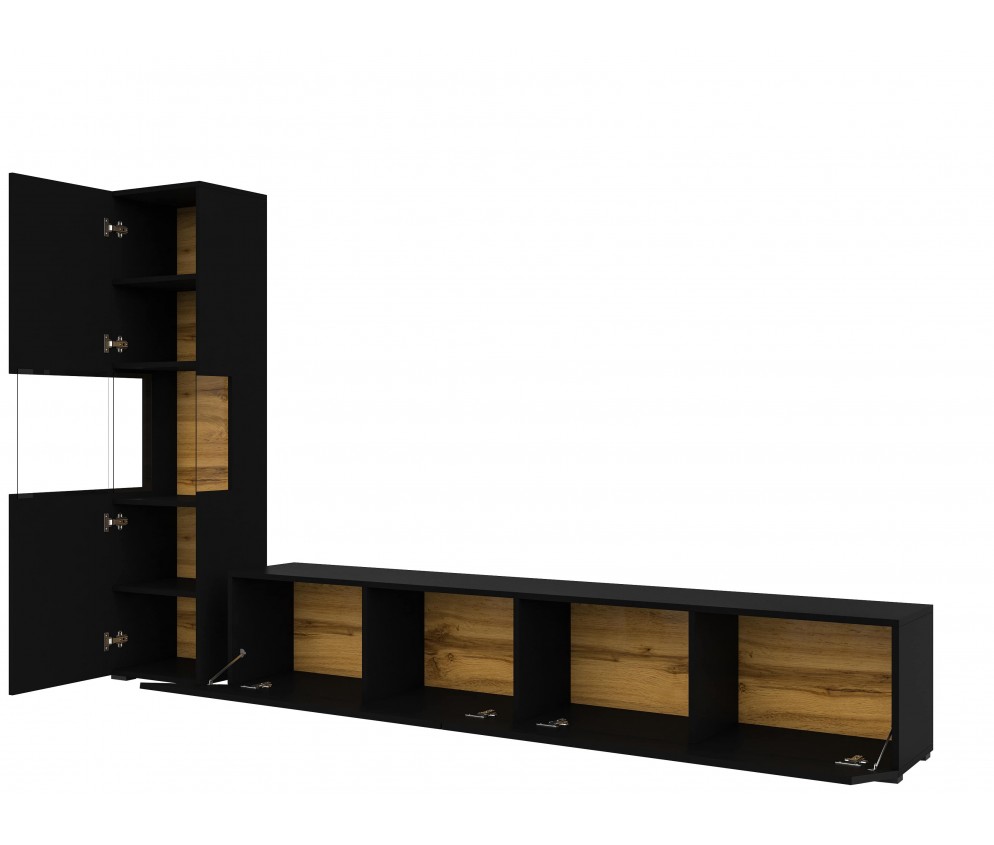 Meblościanka Eva 09 Czarny/Dąb Wotan