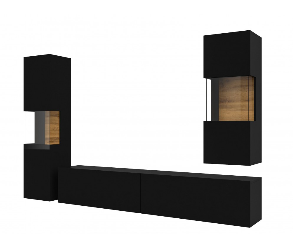 Meblościanka Eva 10 Czarny/Dąb Wotan