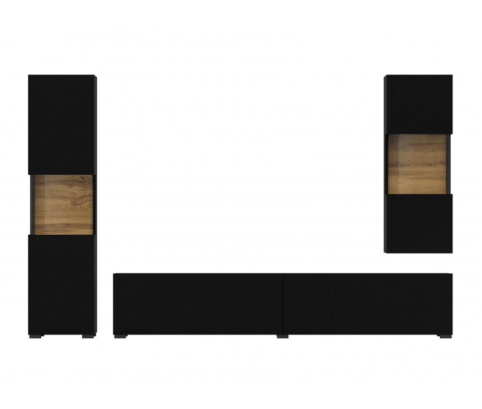 Meblościanka Eva 10 Czarny/Dąb Wotan