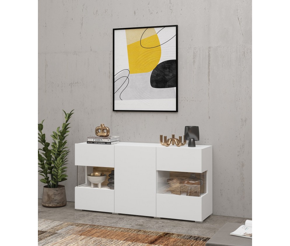 Komoda Eva 3D 25 Biały/Dąb Wotan