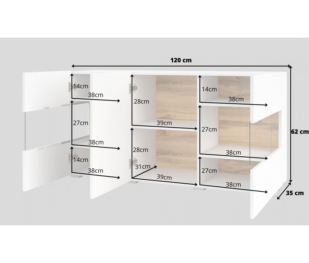 Komoda Eva 3D 25 Biały/Dąb Wotan