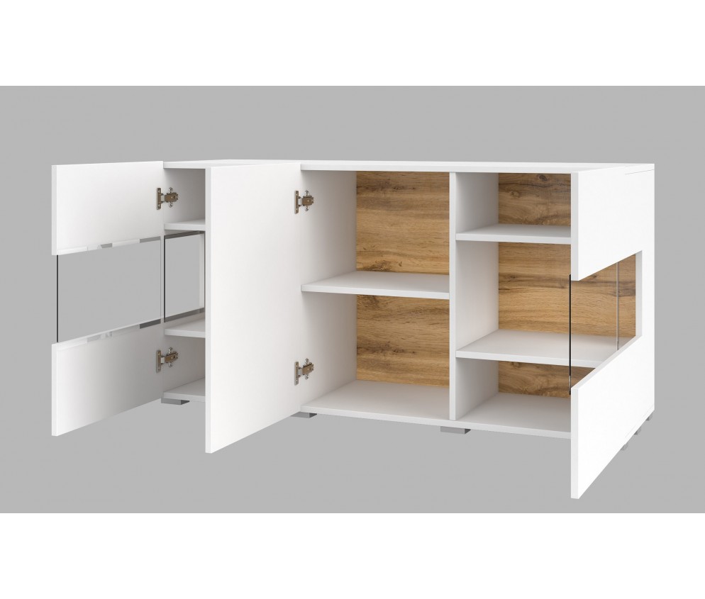 Komoda Eva 3D 25 Biały/Dąb Wotan