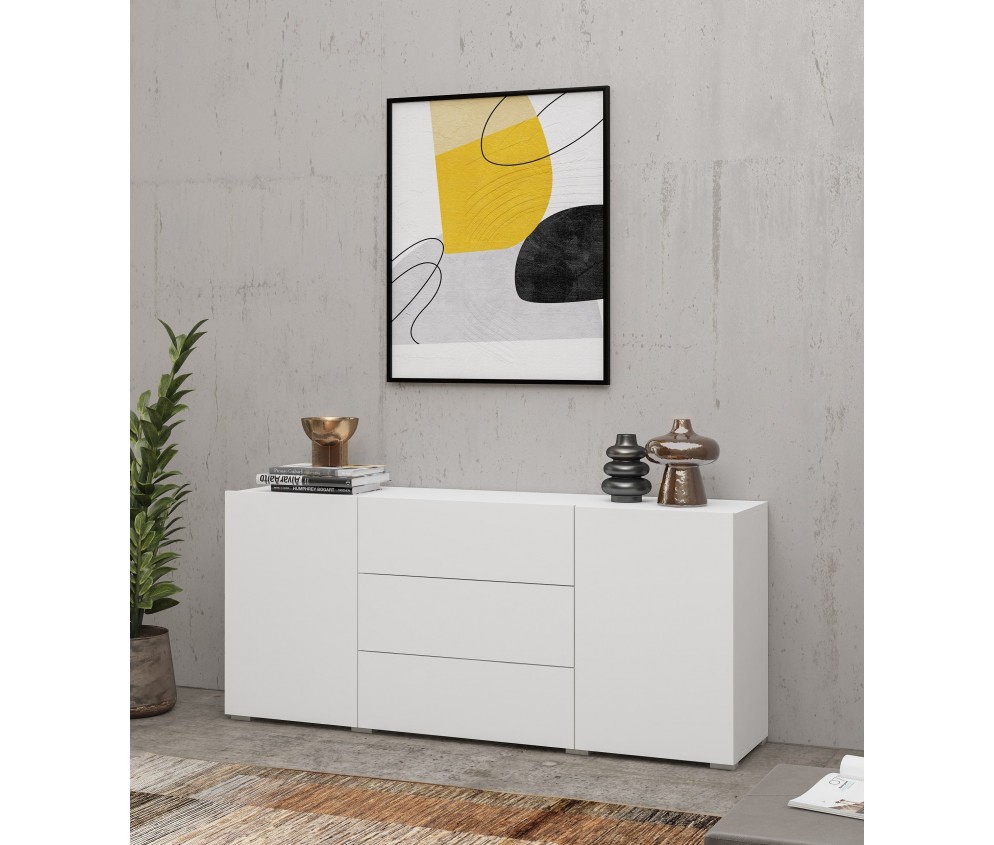 Komoda Eva 2D3S 26 Biały/Dąb Wotan