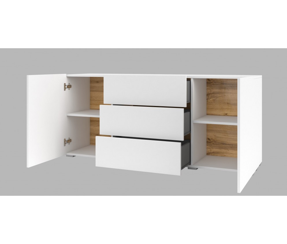 Komoda Eva 2D3S 26 Biały/Dąb Wotan
