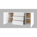 Komoda Eva 2D3S 26 Biały/Dąb Wotan