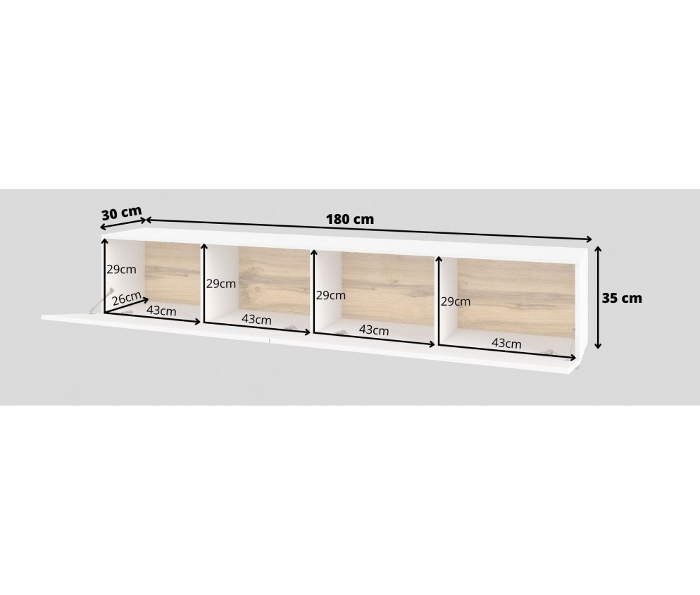 Komoda RTV Eva 40 Biały/Dąb Wotan