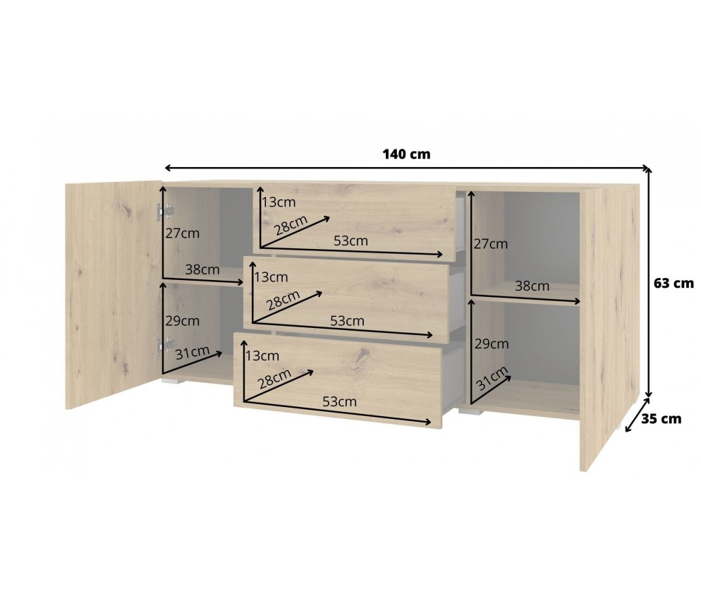 Komoda Eva 2D3S 26 Dąb Artisan