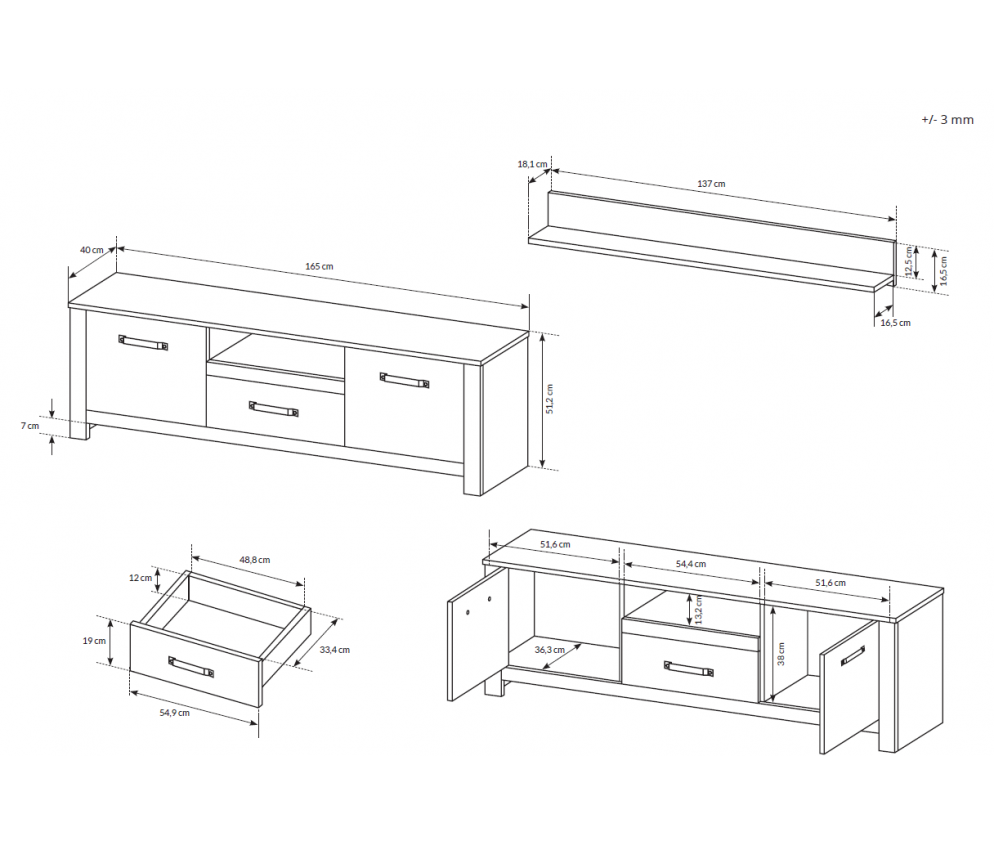 Stolik RTV + Półka Seno