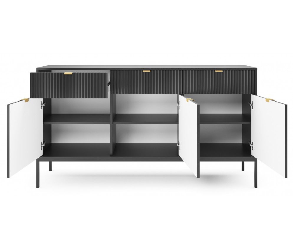 Komoda Viva 154 Czarny Mat/Czarny stelaż