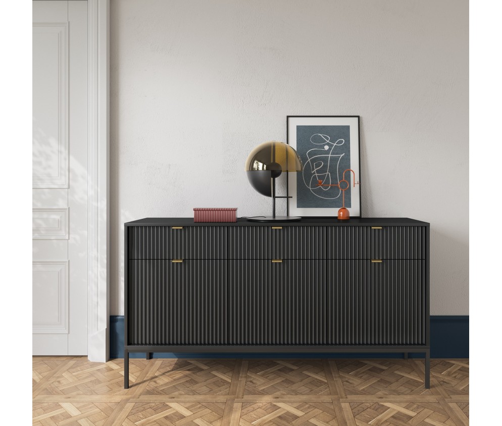 Komoda Viva 154 Czarny Mat/Czarny stelaż