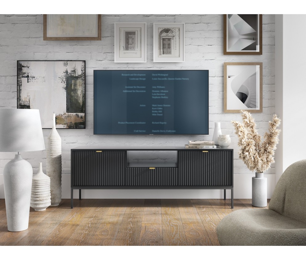 Stolik RTV Viva 154 Czarny Mat/Czarny stelaż