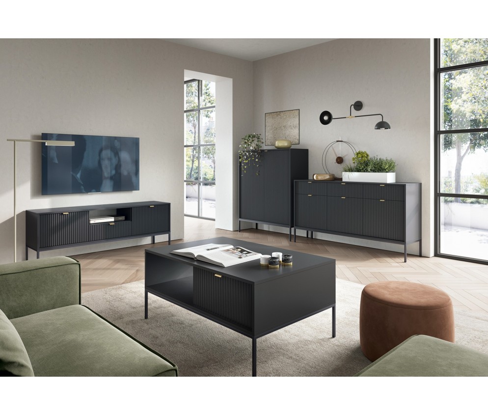 Komoda Viva 2D 104 Czarny Mat/Czarny stelaż