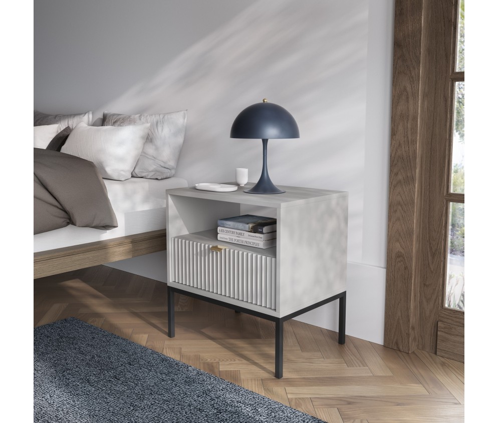 Stolik Nocny Viva Szary Mat/Czarny stelaż