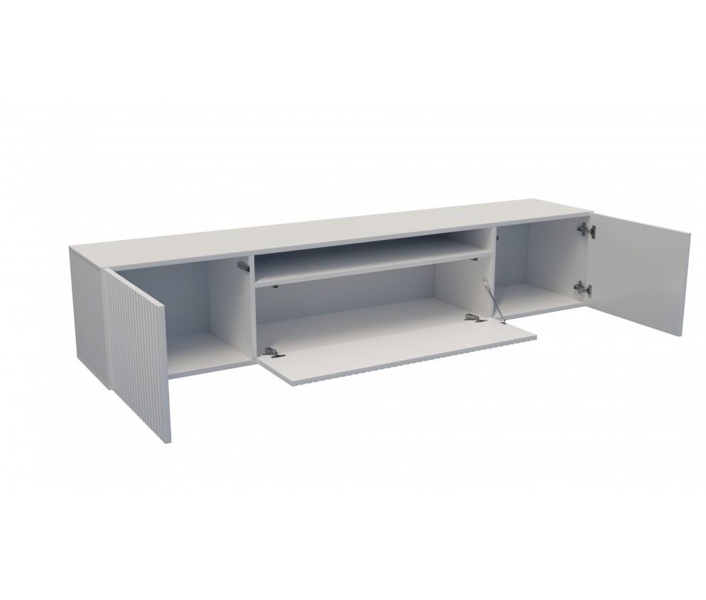 Szafka RTV Molly Czarny/Biały Mat Frezowana wisząca