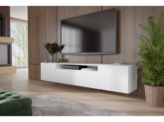 Szafka RTV Molly Czarny/Biały Mat Frezowana wisząca