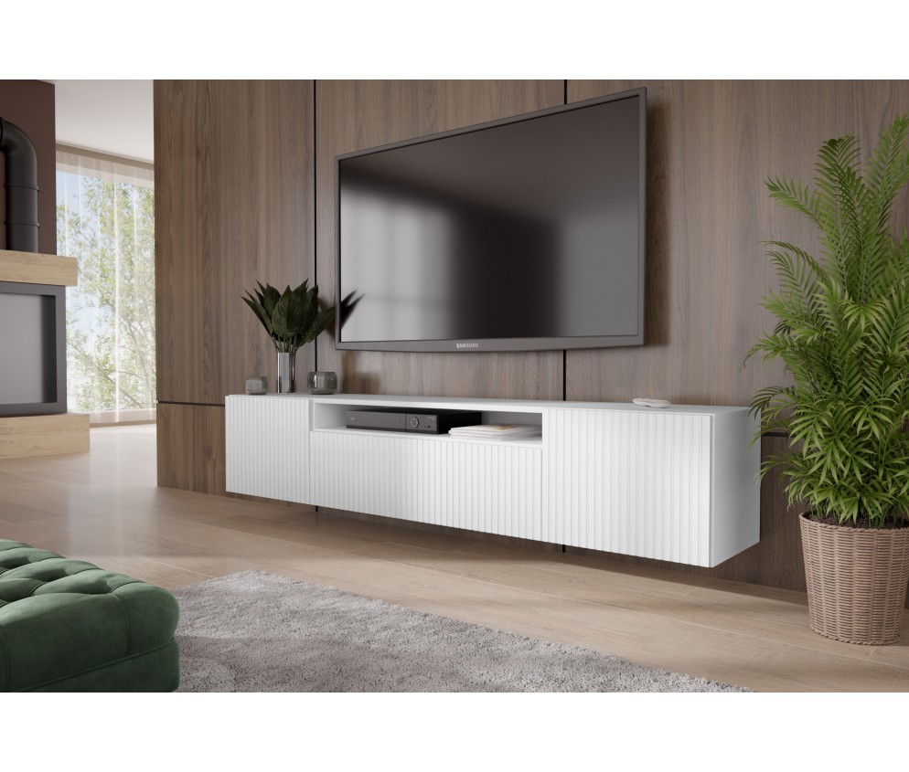 Szafka RTV Molly Czarny/Biały Mat Frezowana wisząca